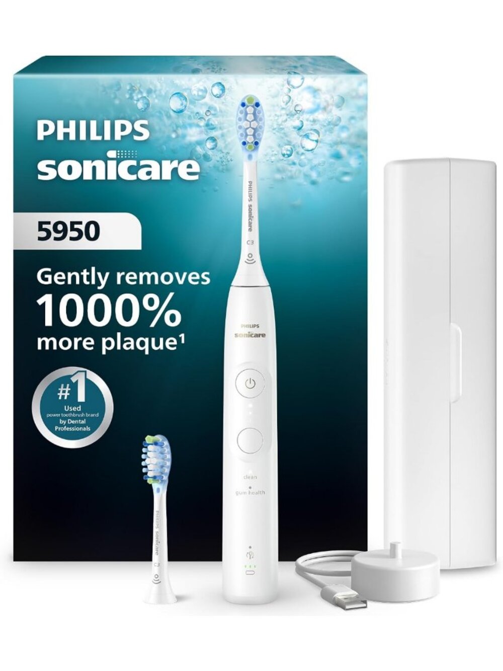 Rechargeable Electric Toothbrush with 2 Brush Heads, Sonic Cleaning Technology